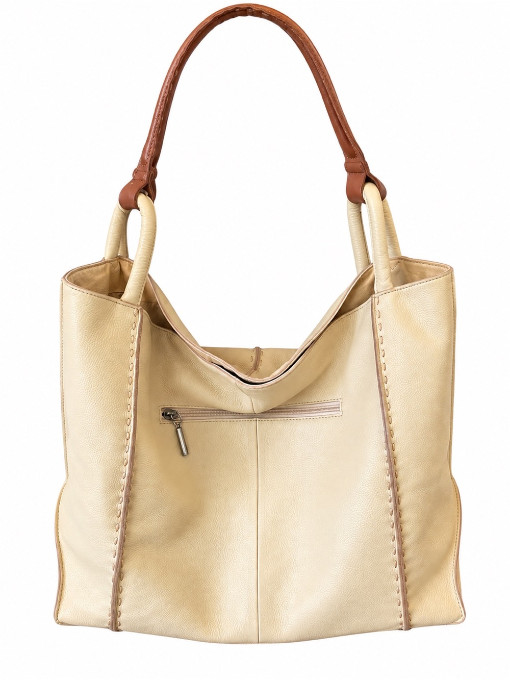 SAK Los Feliz Large Leather Hobo Shoulder Bag Buttercup Cream